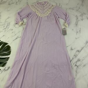 Ilise Stevens Womens Vintage 80s Nightgown Size M New Purple Lace Ruffles